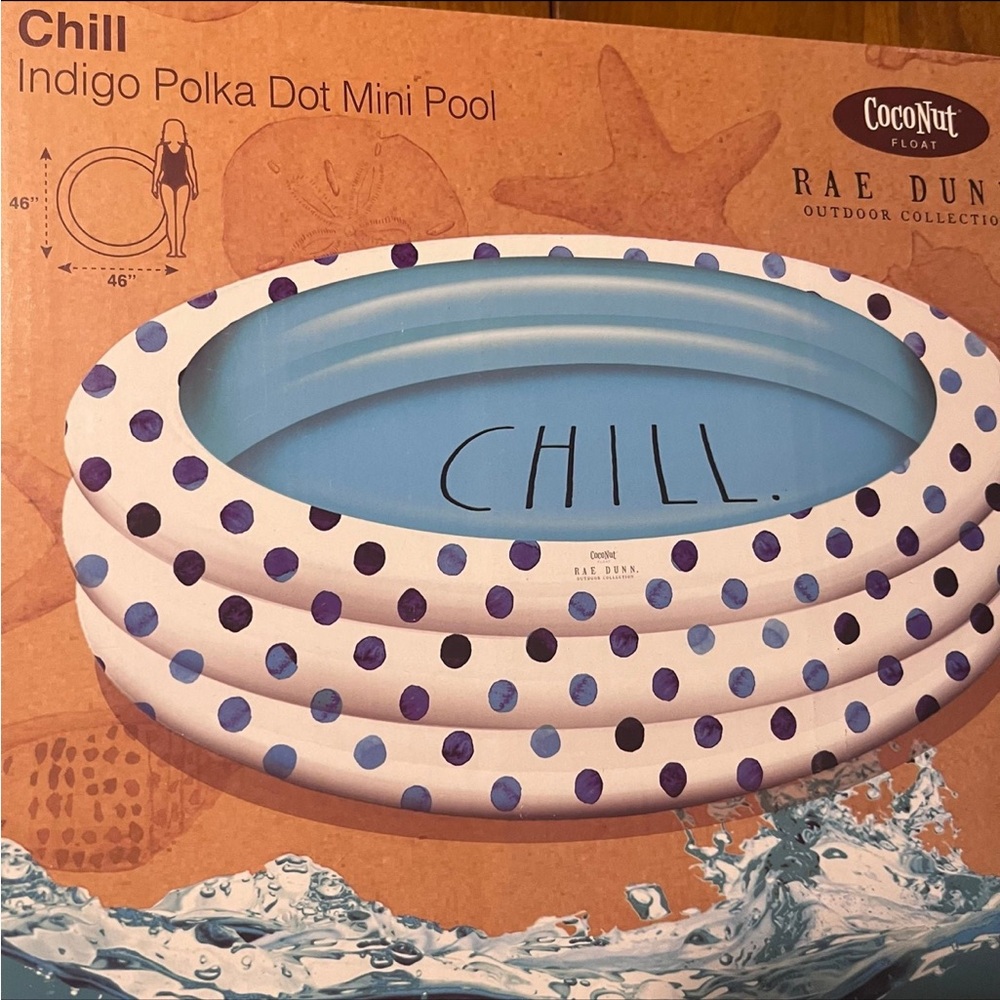 NEW CocoNut Float Rae Dunn Outdoor mini CHILL pool ages 5+ 46"x46"